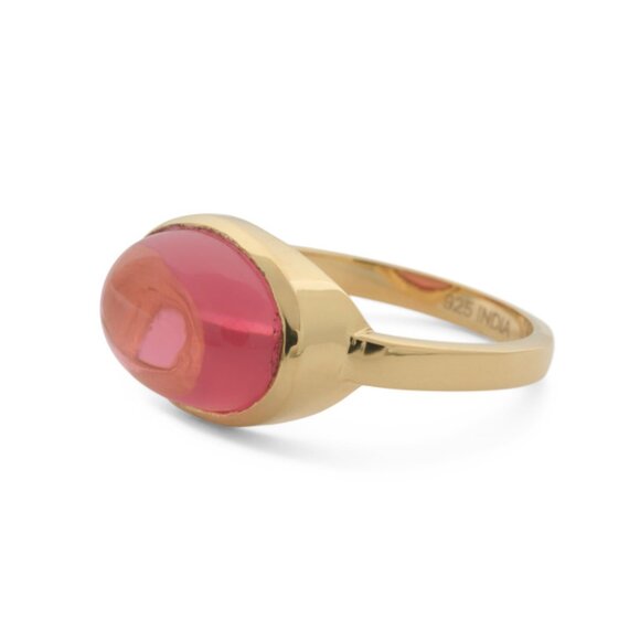 SHAANTI JEWELS Pink Made In India Sterling Silver Pink Hydro Stone Ring - Picture 1 of 2
